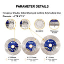 SHDIATOOL Saw Blade 5pcs 4/4.5/5 Inchs Cutting Grinding Ceramic Granite Marble