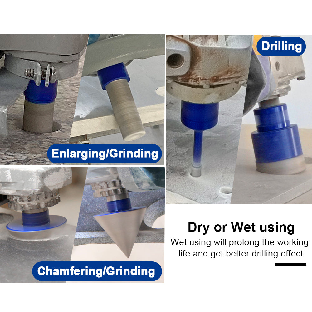 SHDIATOOL Diamond Core Bit Vacuum Brazed 6/6/20/25/35mm Drill Bit+ +20mm Finger Bit+50mm Chamfer Bit+M14 to Hex Adapter Marble Ceramic 1set/8pcs M14 - SHDIATOOL