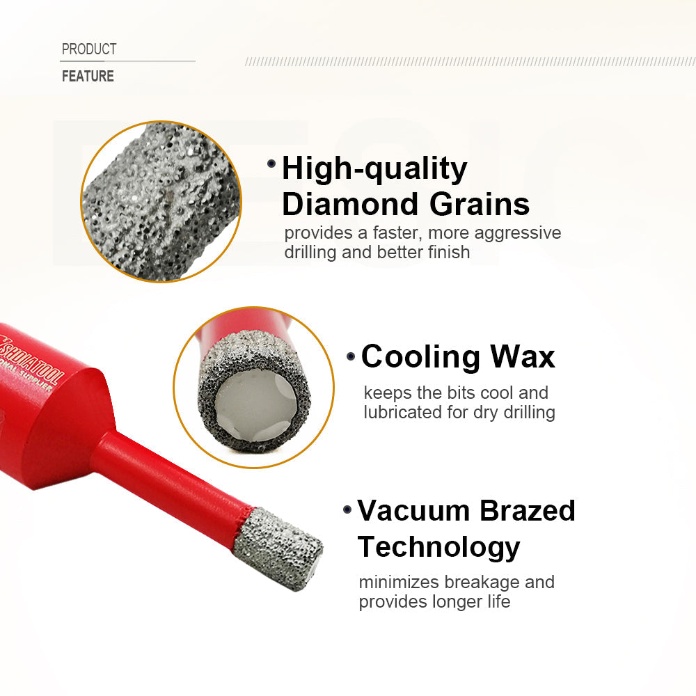 4pcs/set Dry Diamond Drill Bits for Porcelain Tile Stoneware Granite M14 Thread - SHDIATOOL