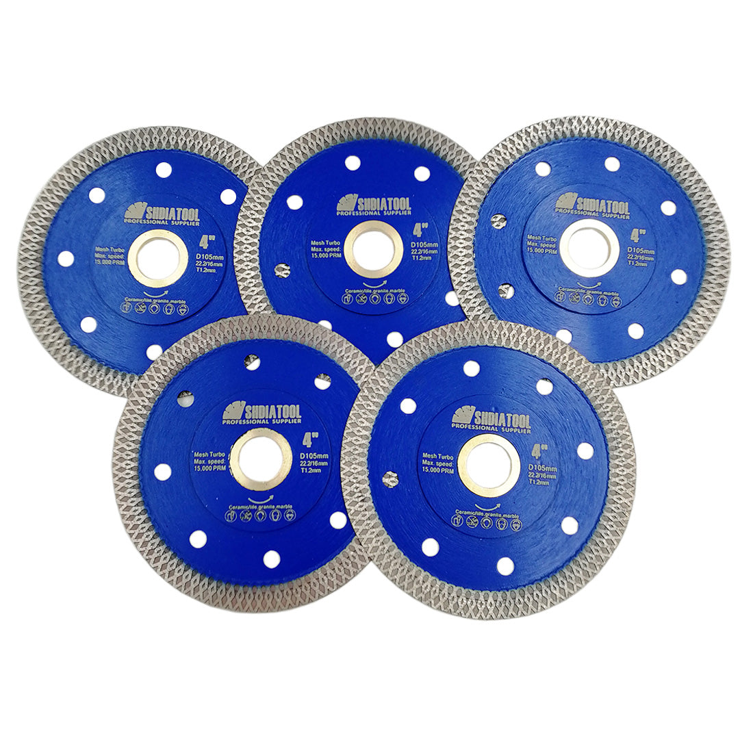 SHDIATOOL 4"/4.5"/5" X Mesh Turbo Diamond Saw Blade Cutting Ceramic Porcelain Marble US Warehouse