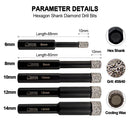 Dry Diamond Drill Bits 2/5pcs Hex Shank for Granite Marble Ceramic Tile - SHDIATOOL