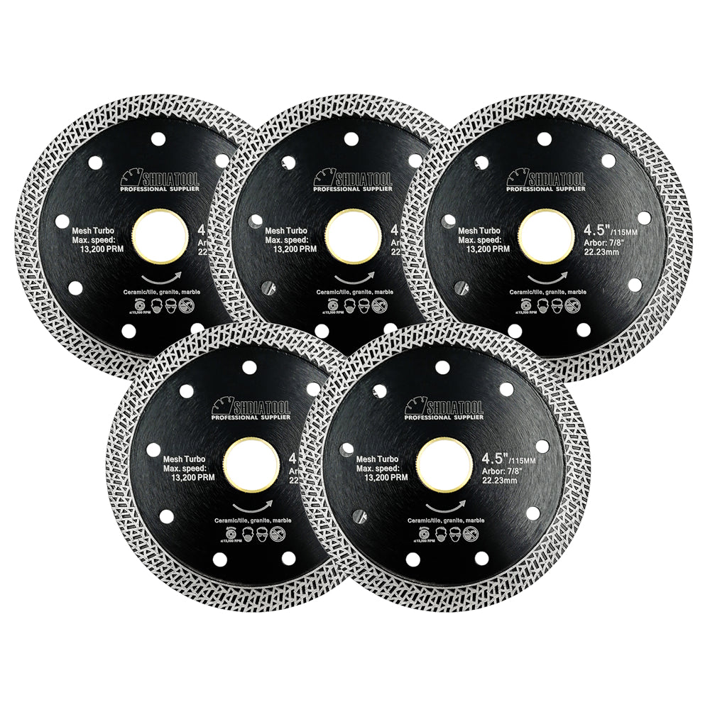 SHDIATOOL Mesh Turbo Saw Blade 1pc 4"/4.5"/5" Cutting for Granite Ceramic US Warehouse