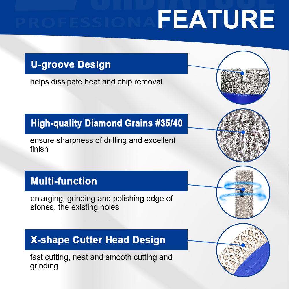 Shdiatool 11pcs 6-65MM Diamond 5/8-11 Drill Bit Kit 4.5 inch X Mesh Cutting Saw Blade for Ceramic Tile Porcelain Tile Marble
