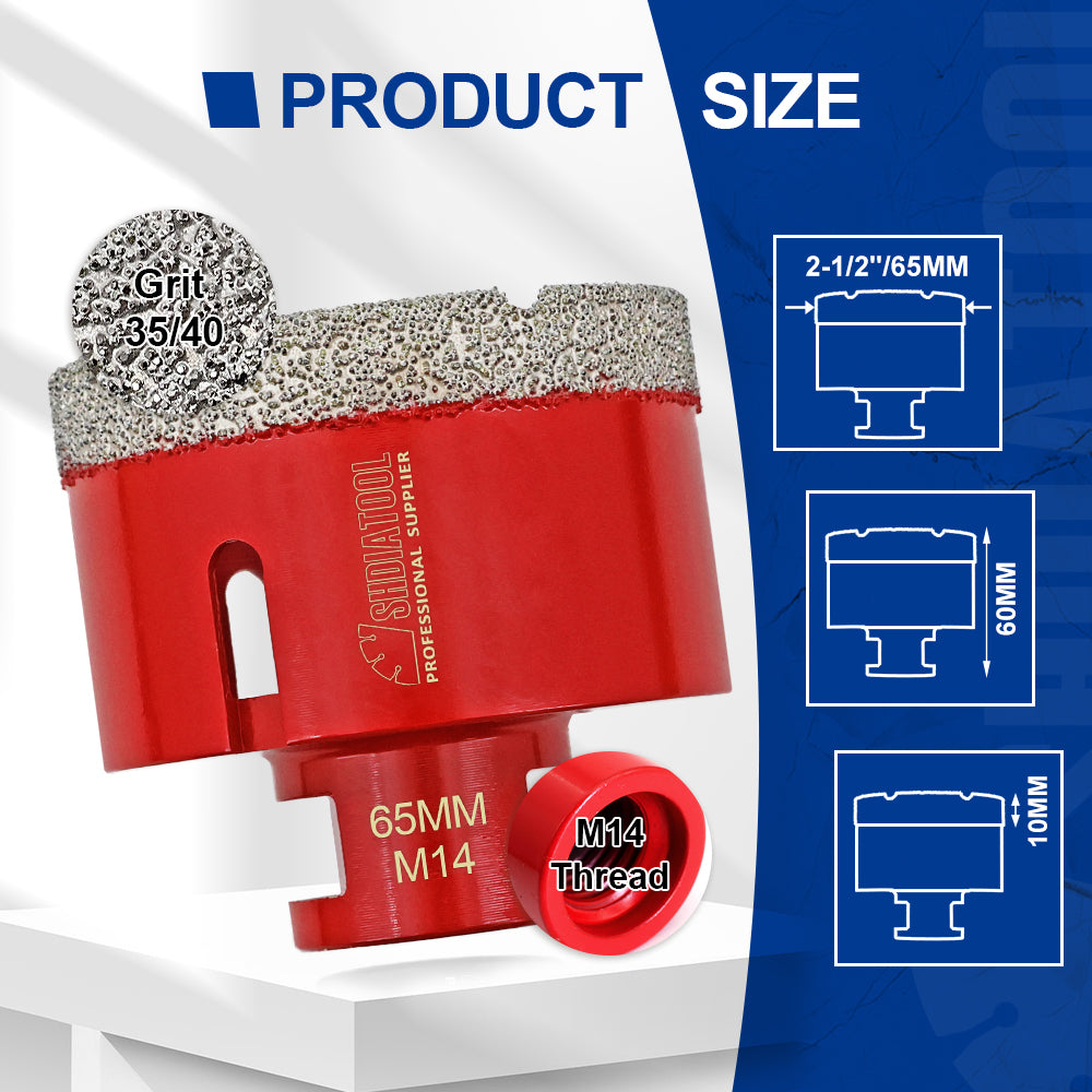 SHDIATOOL Diamond Core Drill Bit with M14 Thread for Porcelain Marble Hole Saw