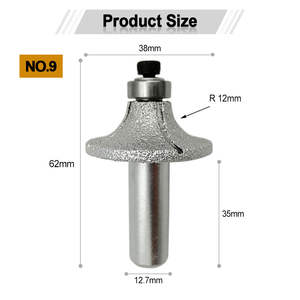 Diamond Router Bits with 1/2" Shank for Granite Marble 31 sizes 2pcs - SHDIATOOL