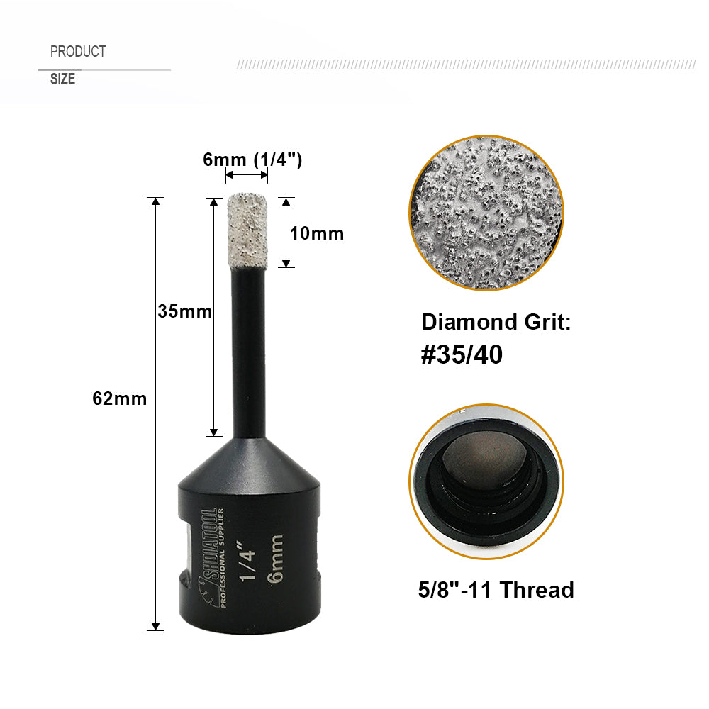 6mm Diamond Core Drill Bits for Porcelain Ceramic Brick Hole Saw 5/8-11