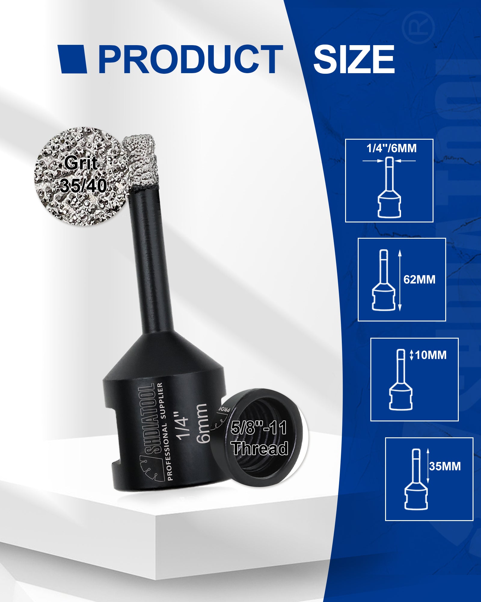 Diamond Core Drill Bits Porcelain Ceramic Tile Marble Brick1/4 Inch to 6 Inch 5/8-11
