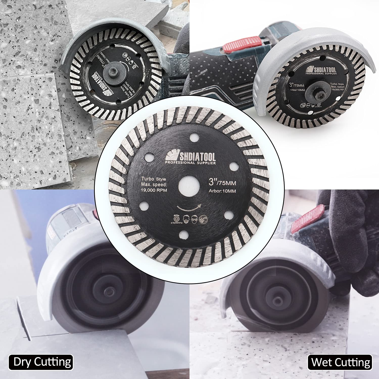 SHDIATOOL Turbo Diamond Saw Blade 2pcs 3"Granite Concrete - SHDIATOOL
