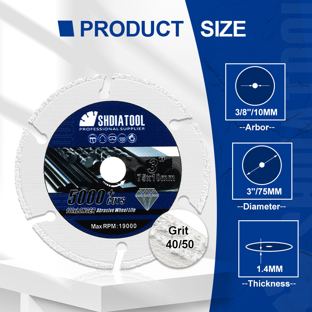 Diamond Metal Cutting Disc 3"/4"/4.5"/5" for Steel Tube Iron Rebar Saw Blade