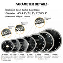 Mesh Turbo Saw Blade 2/5pcs 4"/4.5"/5" Cutting for Granite Ceramic SHDIATOOL