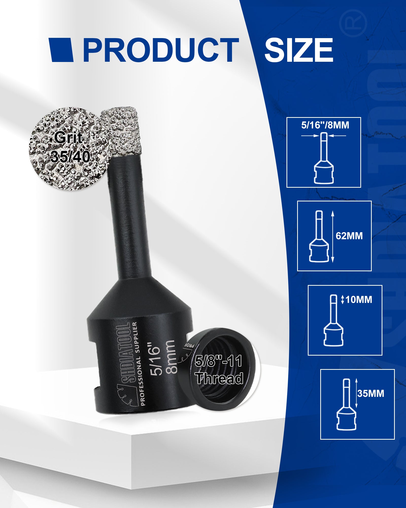 Diamond Core Drill Bits Porcelain Ceramic Tile Marble Brick1/4 Inch to 6 Inch 5/8-11
