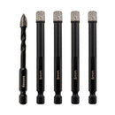 SHDIATOOL Dry Drilling Bits Quick-fit Shank + 6mm Carbide Triangular Drill Bit for Porcelain Tile Ceramic Granite Marble Stone Masonry - SHDIATOOL