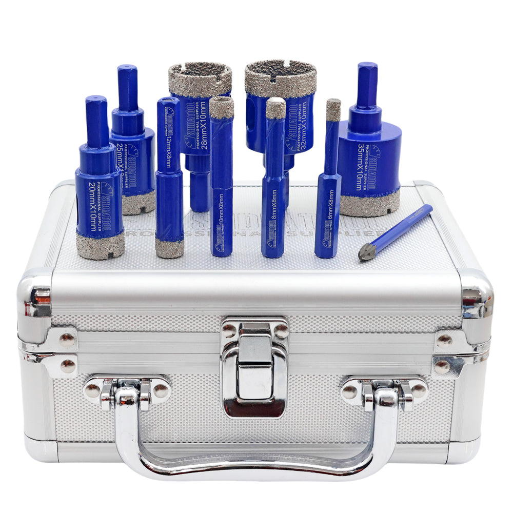 Shdiatool 10/12/13PCS Diamond Hole Saw Drill Bits Kit Hexagon Shank for Granite Tile Marble