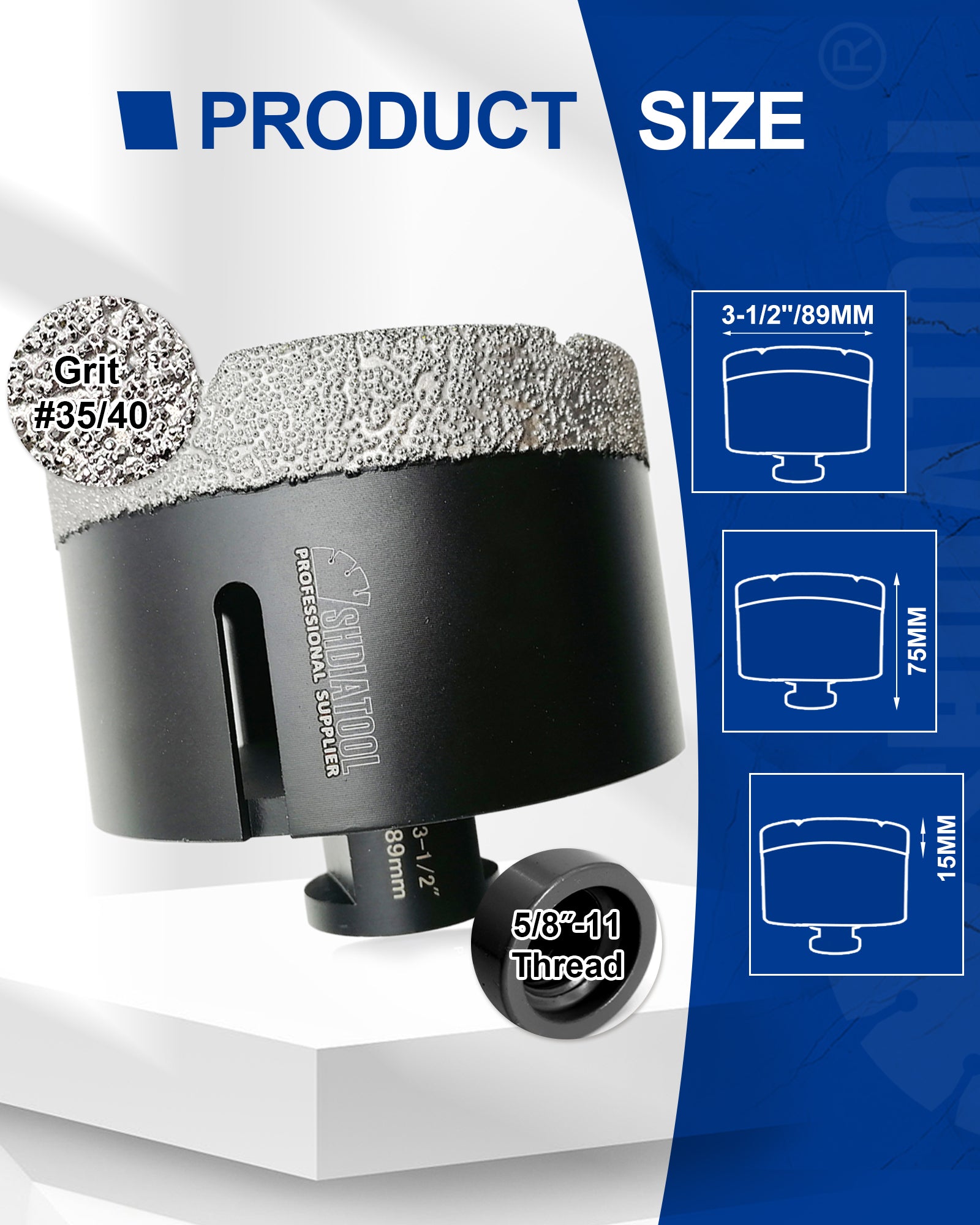 Diamond Core Drill Bits Porcelain Ceramic Tile Marble Brick1/4 Inch to 6 Inch 5/8-11