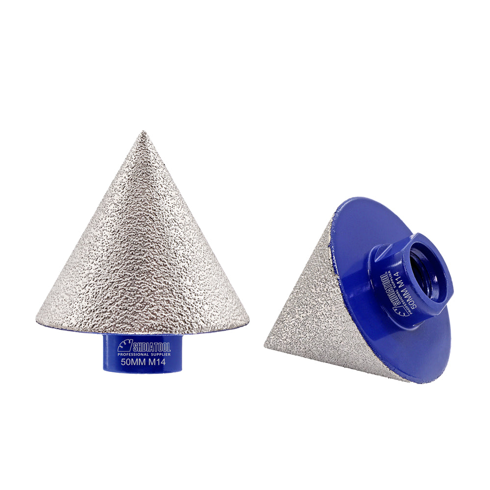 SHDIATOOL Diamond Beveling Chamfer Bits 5/8-11 or M14 or M10 Thread for Granite Marble Tiles Existing Holes Enlarging Polishing Shaping Dia 20/35/50/75mm - SHDIATOOL