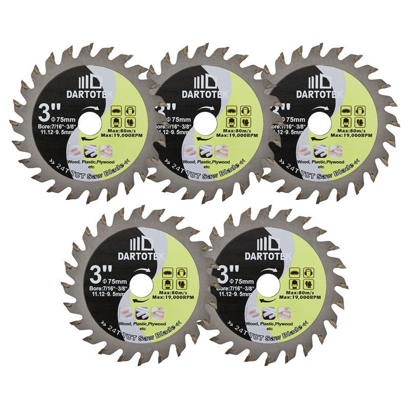 DARTOTEK 2/3/5pcs 3''75MM TCT Mini Diamond Saw Blades For Wood