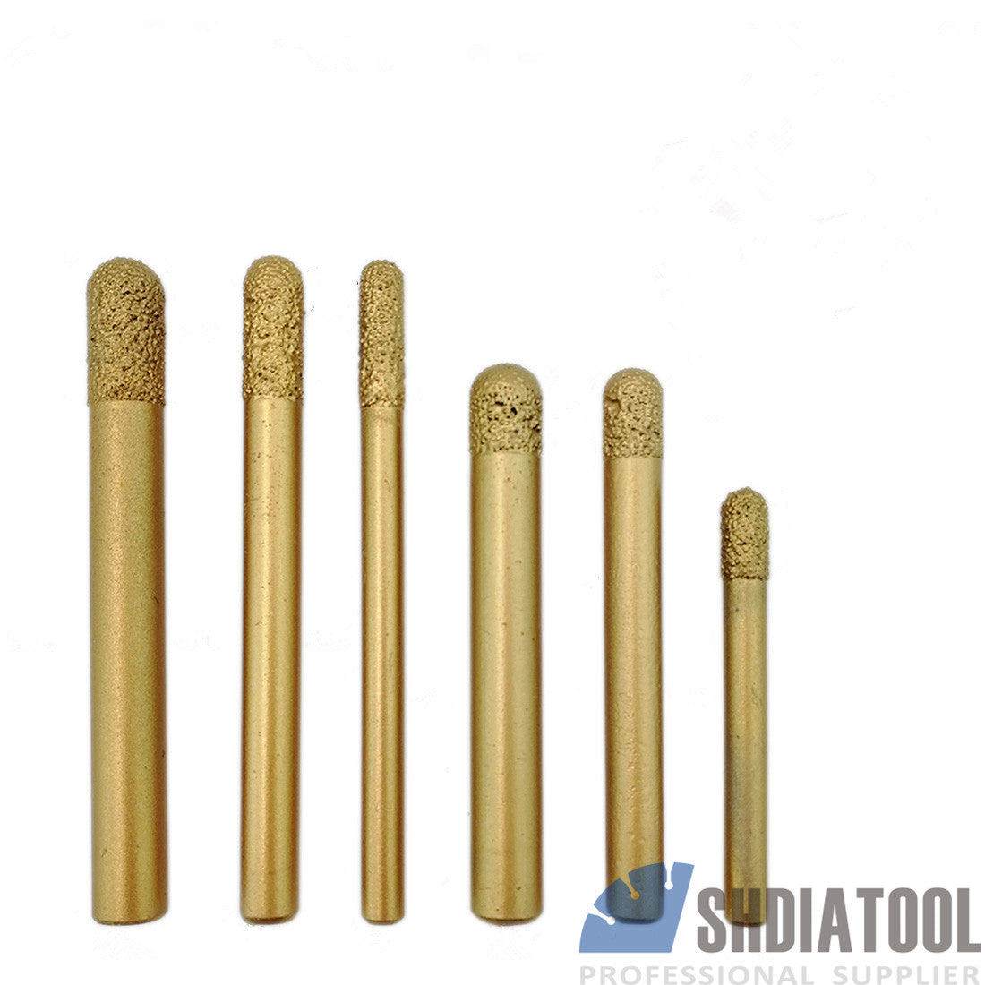Diamond Cylinder Ball-end Cutter Engraving Bits 5pc CNC for Marble - SHDIATOOL