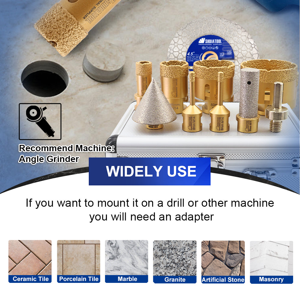 Shdiatool Diamond Core Drill Bits 10pcs/Kit Ceramic Tile Hole Saw Set