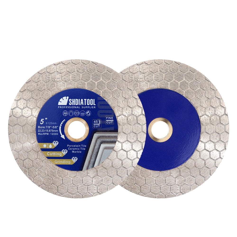 DE Warehouse SHDIATOOL 2pcs 125mm Saw Blade 5Inchs Cutting Grinding Ceramic Granite Marble