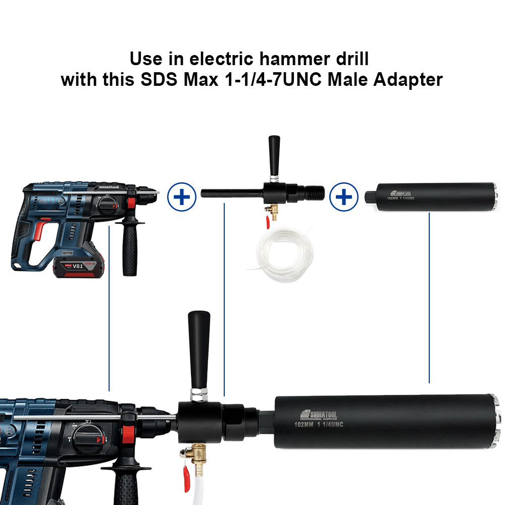 SHDIATOOL Adapter 1-1/4-7 UNC to SDS MAX or PLUS Connecting Water Pipe