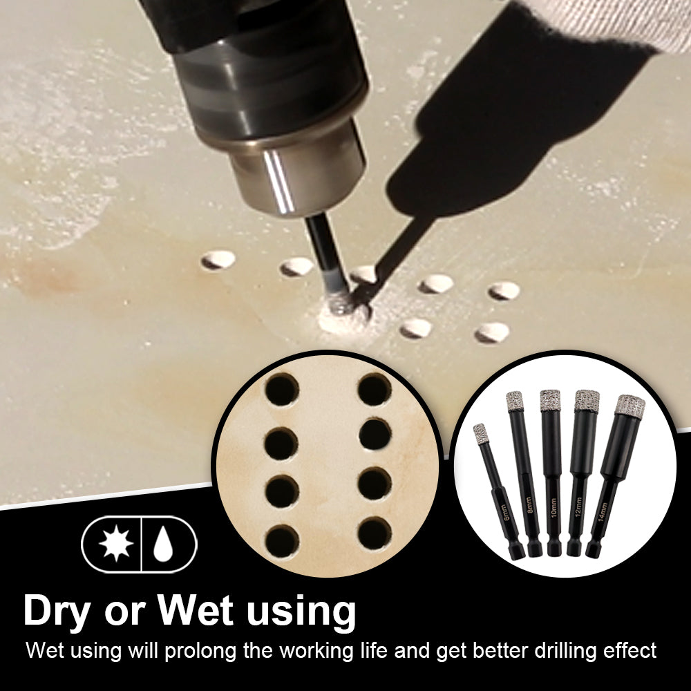 Diamond Drilling Bit 5pcs Ceramic Granite Marble Core Bit Quick-fit Shank