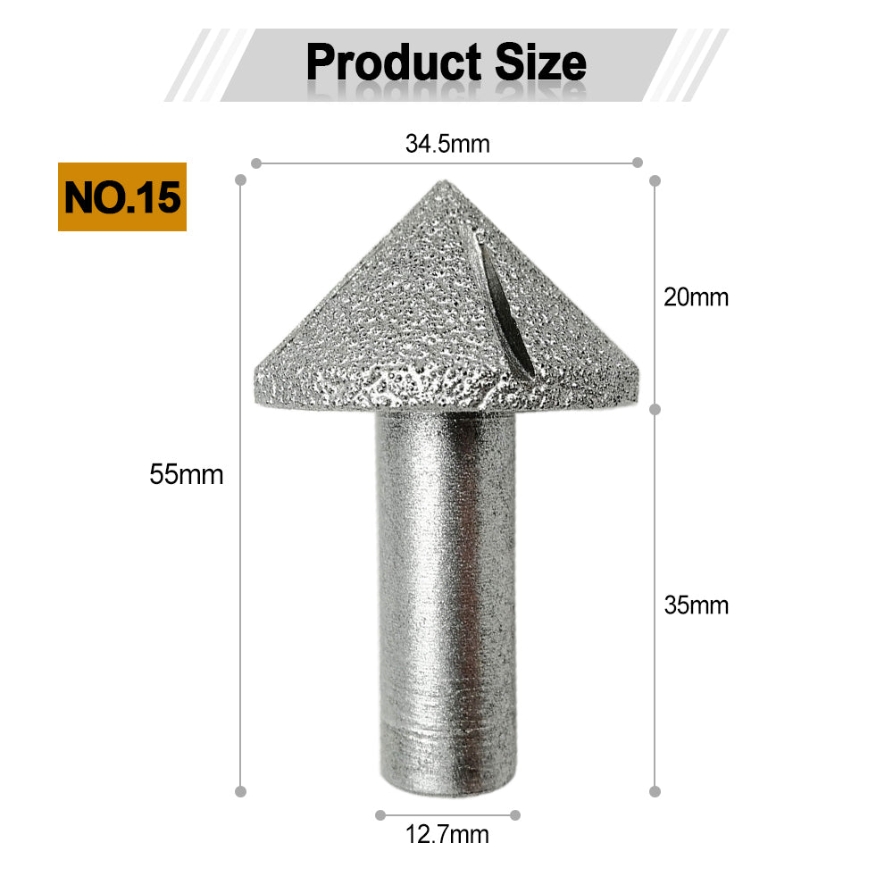 Diamond Router Bits with 1/2" Shank for Granite Marble 31 sizes 2pcs - SHDIATOOL