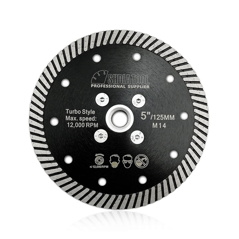 DE Warehouse Shdiatool 1pc 125MM Narrow Turbo Rim Diamond Blades for Cutting Granite M14 Thread