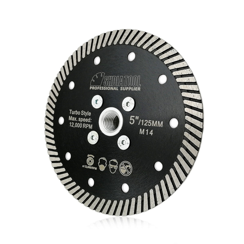 DE Warehouse Shdiatool 1pc 125MM Narrow Turbo Rim Diamond Blades for Cutting Granite M14 Thread