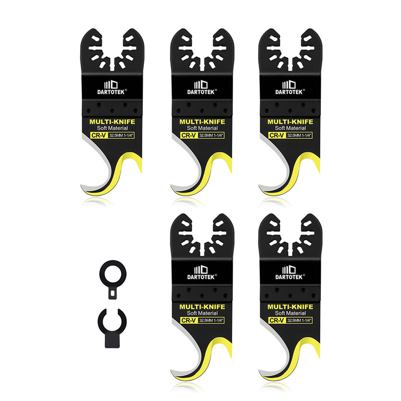 DARTOTEK 5pcs Oscillating Knife Blade All-Purpose Multitool Saw Blade for Cutting Carpet Cardboard Roofing Shingles