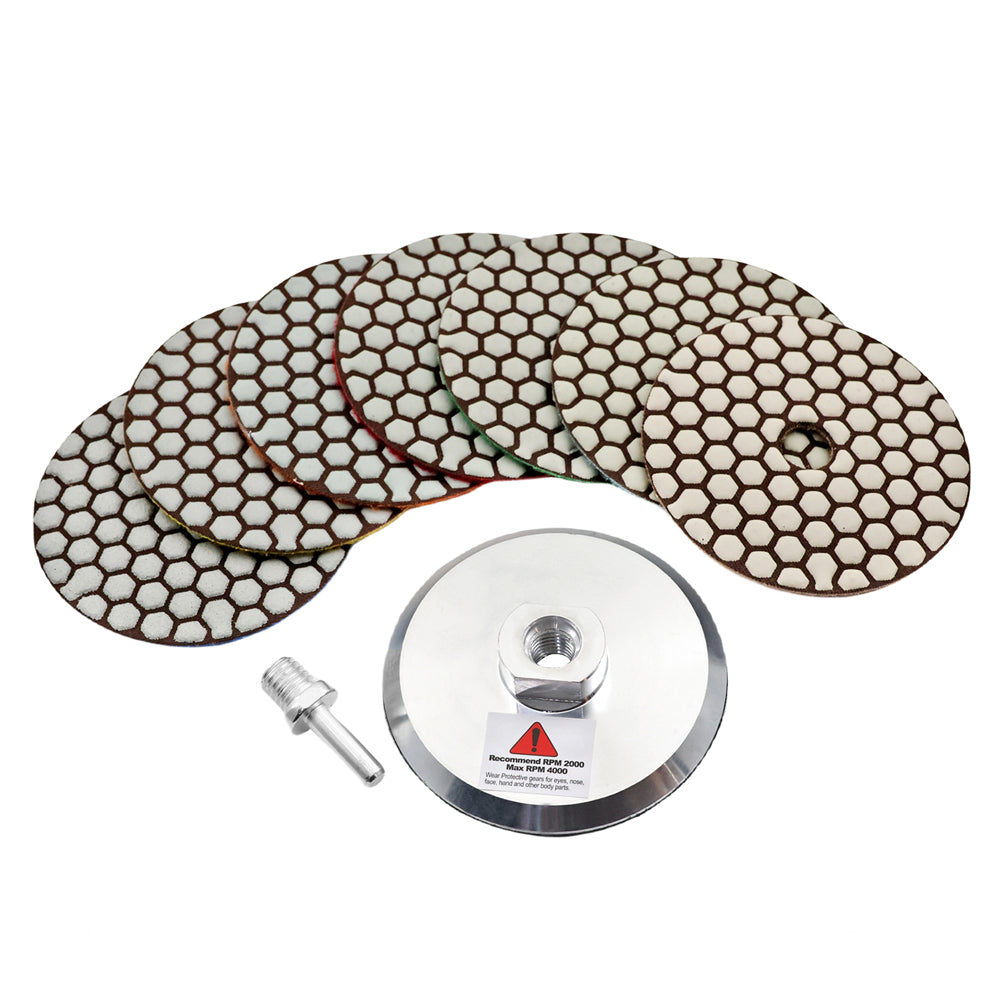 4inch Dry Diamond Polishing Pad for Granite 9pcs/set Mixed Grits