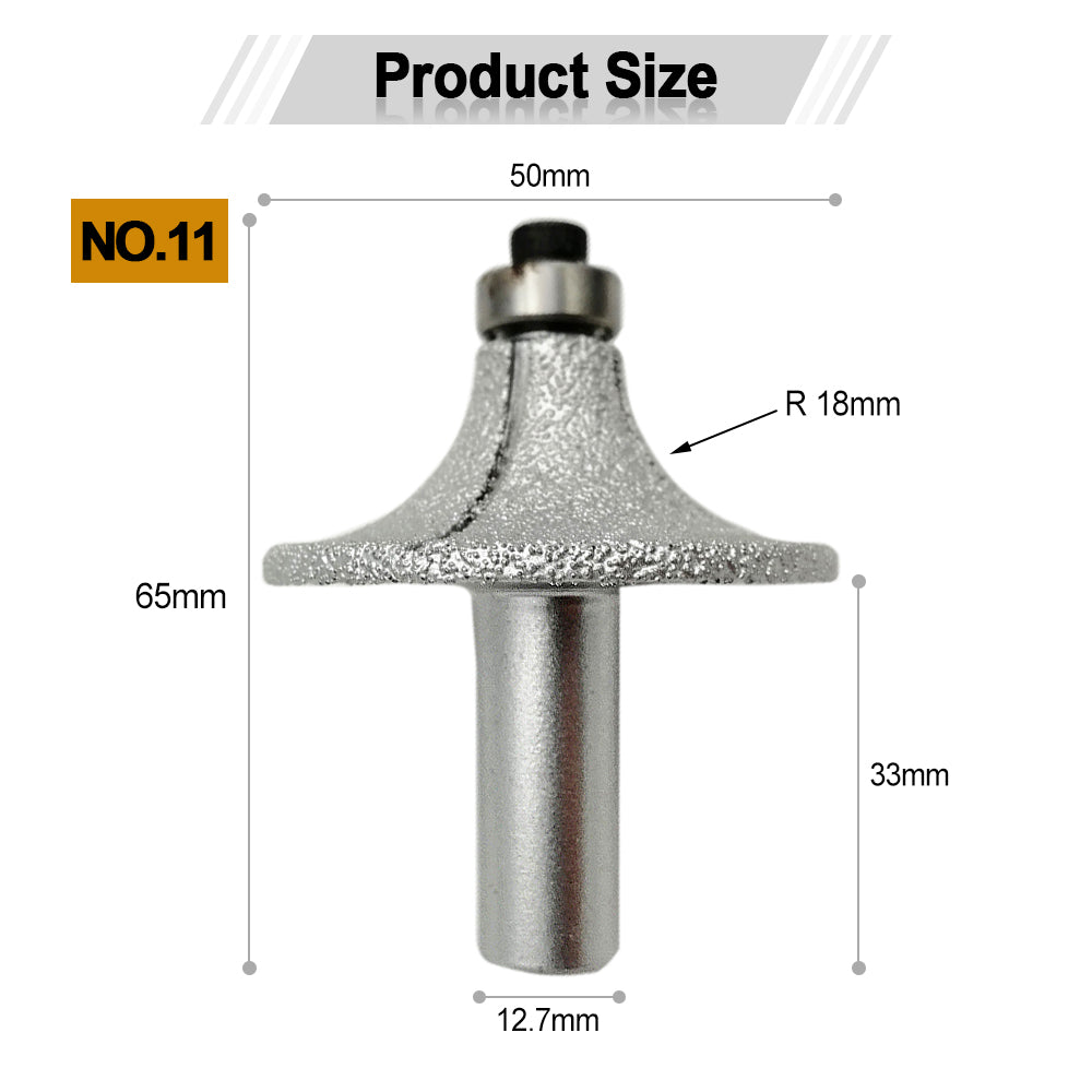 Diamond Router Bits with 1/2" Shank for Granite Marble 31 sizes 2pcs - SHDIATOOL