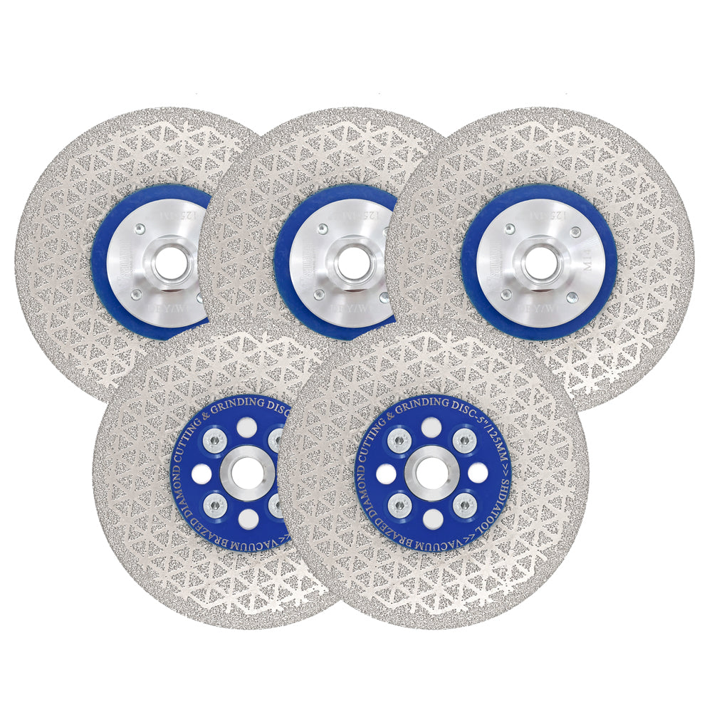 Saw Blades 5pcs 4/4.5/5"Cutting Grinding for Granite Concrete M14 or 5/8-11 Flange