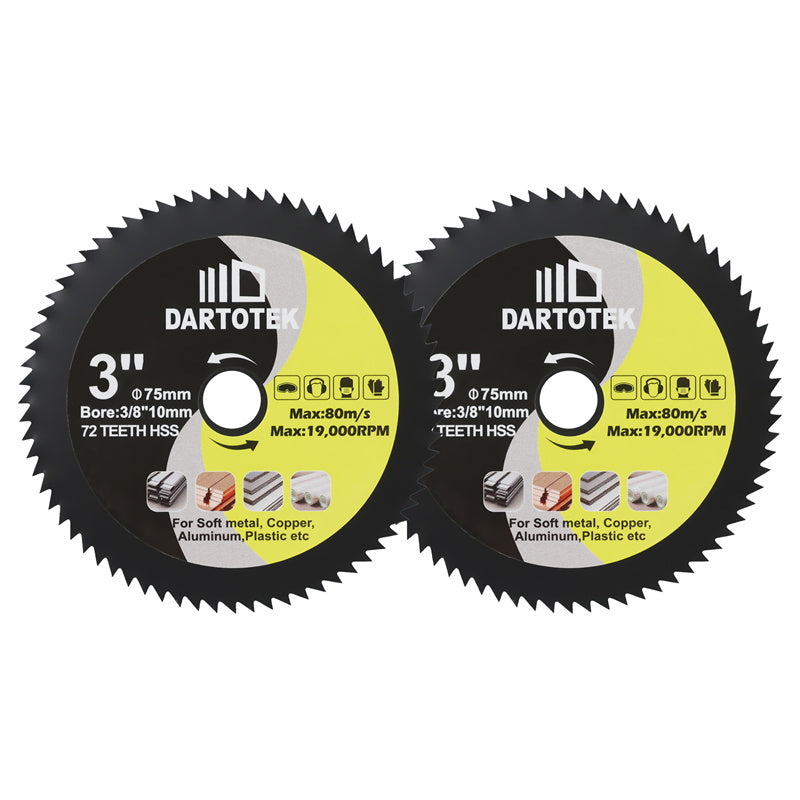 DARTOTEK 3''/75mm 2/3/5pcs HSS Cutting Discs Saw Blades for Soft Metal Copper Wood