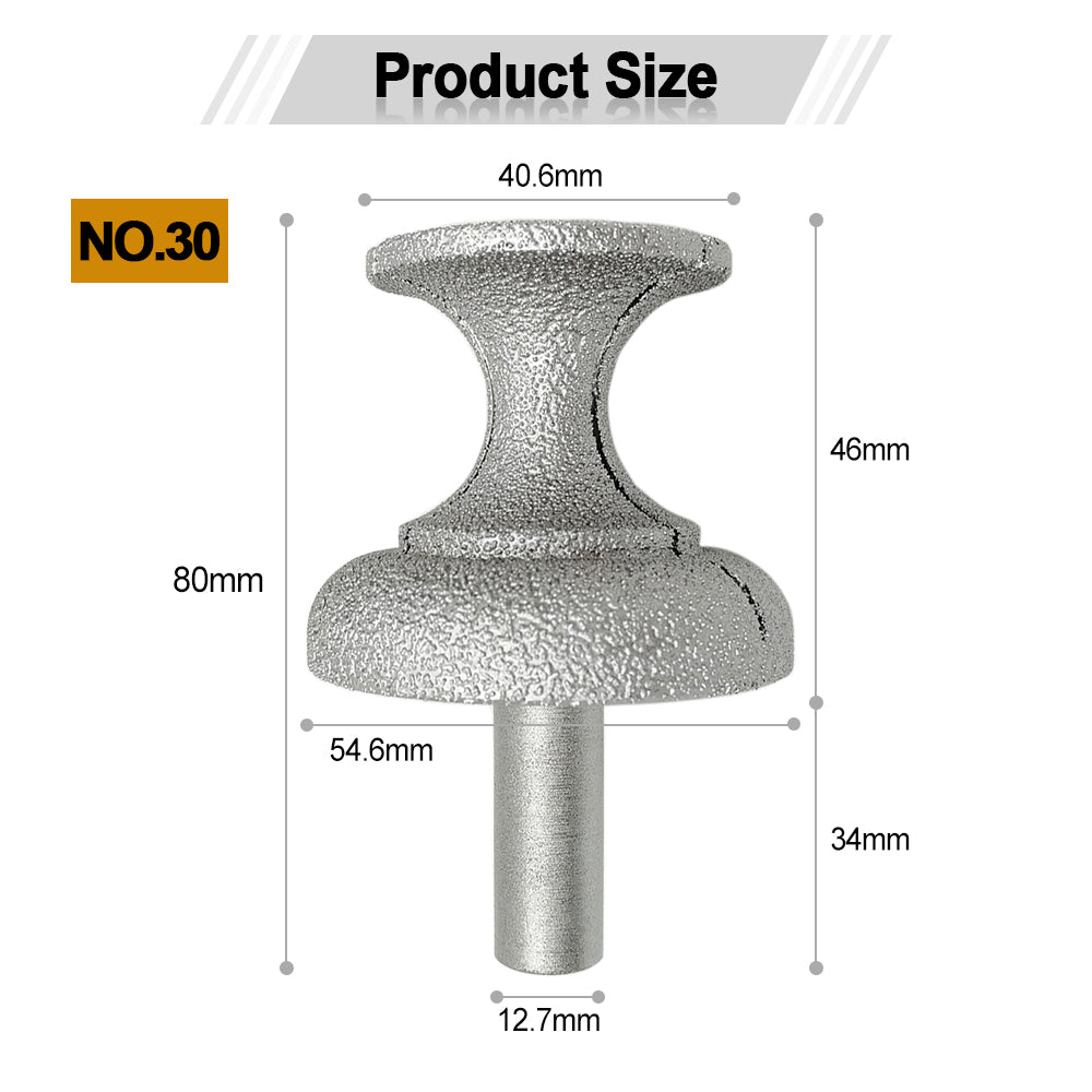 Diamond Router Bits with 1/2" Shank for Granite Marble 31 sizes 2pcs - SHDIATOOL