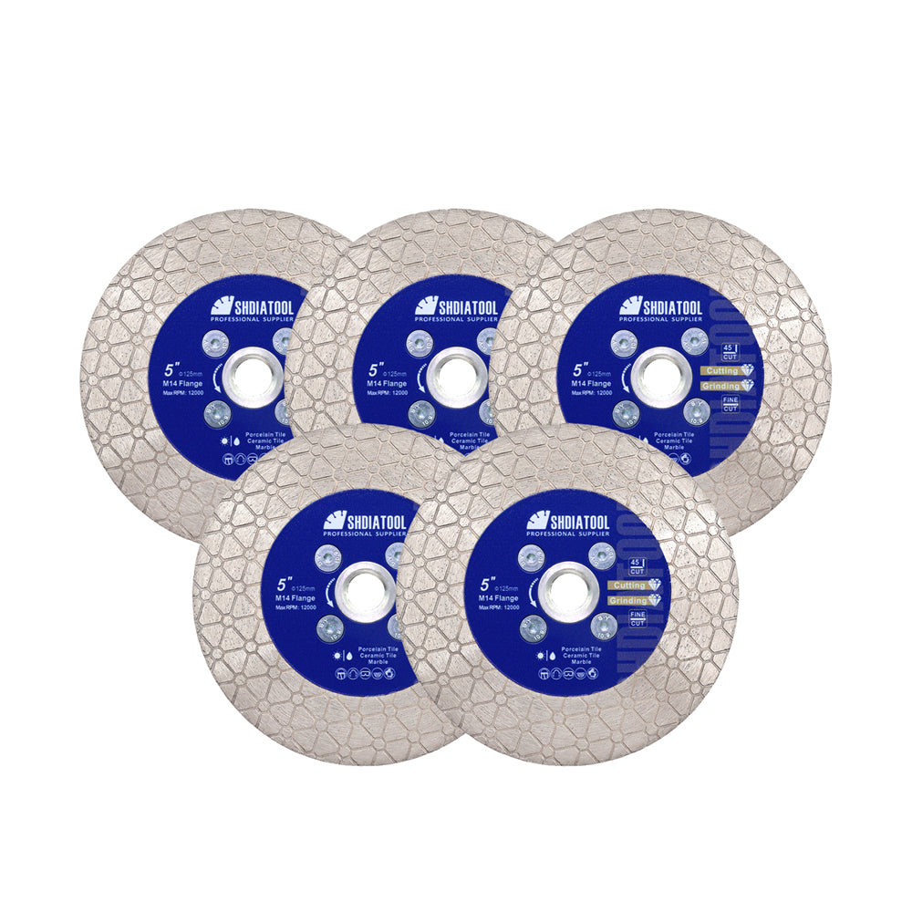 Diamond Cutting Grinding Disc Triangle 5pcs 4.5"/5" Tile Marble Stone M14 or 5/8-11 Flange
