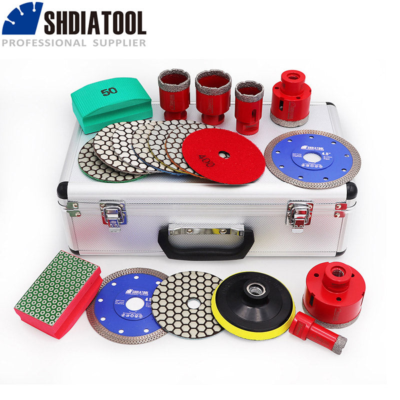 SHDIATOOL Red Diamond Drill Core Bits Kit for Tile Porcelain Granite M14 Thread - SHDIATOOL