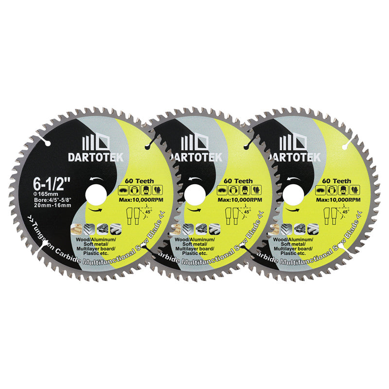 DARTOTEK 1/2/3Pcs Dia 85/165/216mm TCT Hard alloy Cutting Disc Circular Saw Blade For Cutting Wood Aluminium Copper Metal Disc Cutter