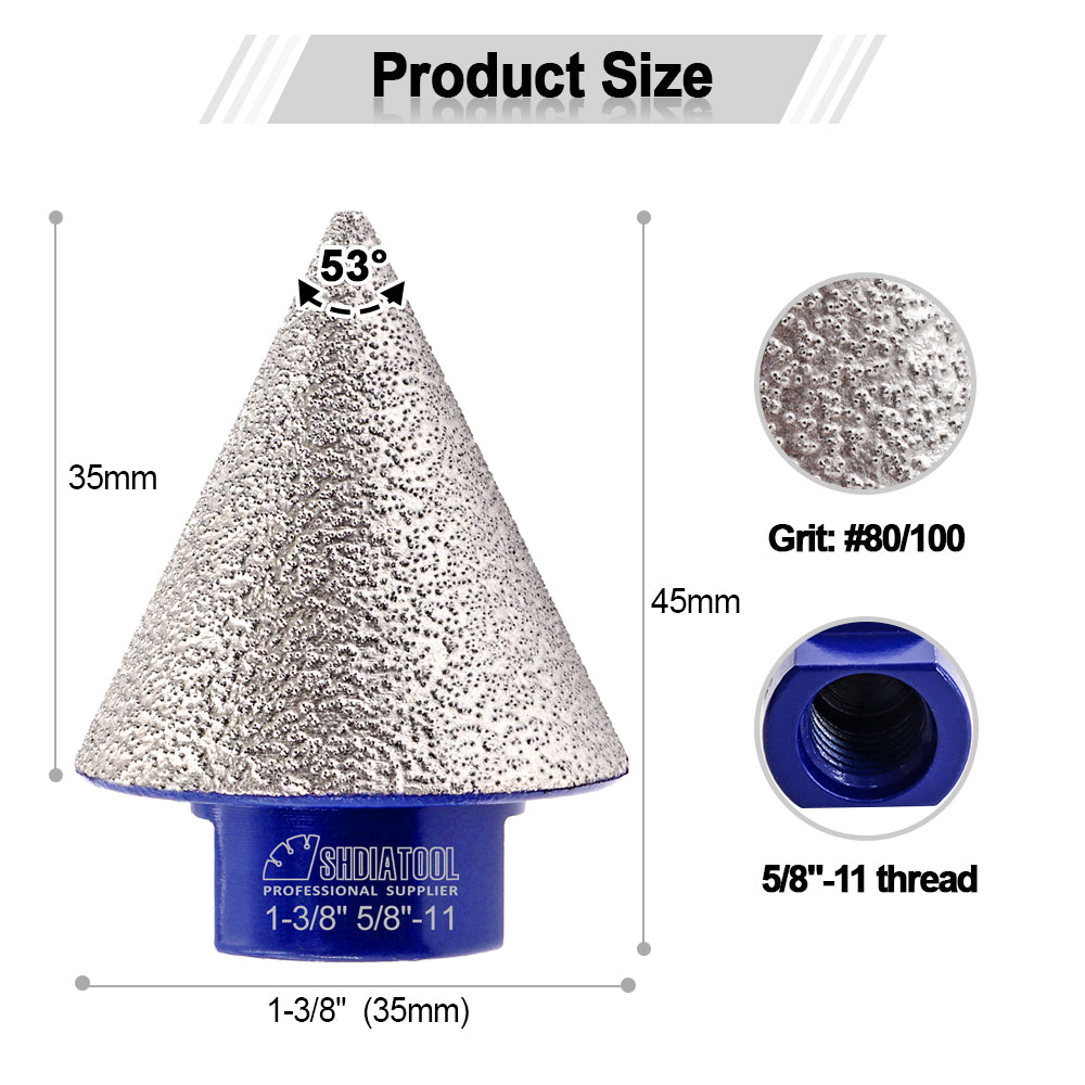 Diamond Chamfer Beveling Bits 35/50mm Enlarging Polishing Shaping Porcelain 5/8-11