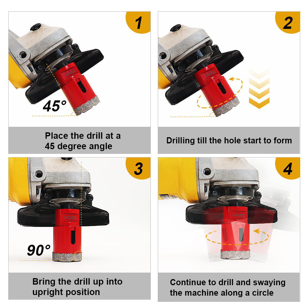 3pcs/set Red Dry Diamond Drill Bits for Porcelain Tile Stoneware Granite M14 thread - SHDIATOOL