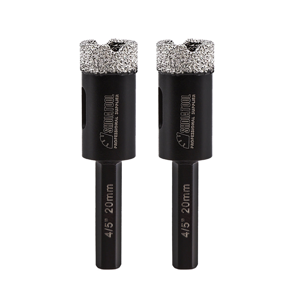 SHDIATOOL Vacuum Brazed Diamond Drill Core Bits Hexagon Shank Hole Saw for Porcelain Tiles Granite Marble Dia 20/25/32/35/50/55/68mm - SHDIATOOL