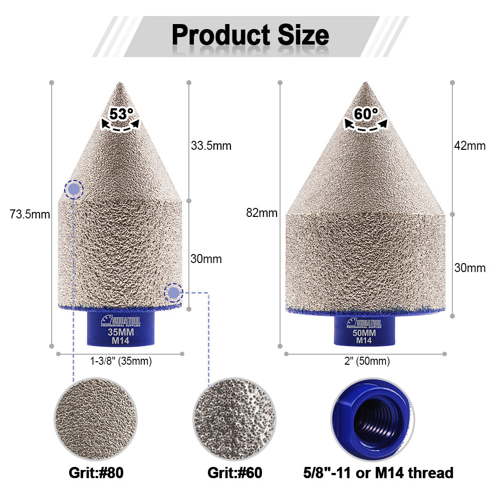 35/50mm Diamond Chamfering Milling Finger Bits for Ceramic Porcelain Tile Granite - SHDIATOOL
