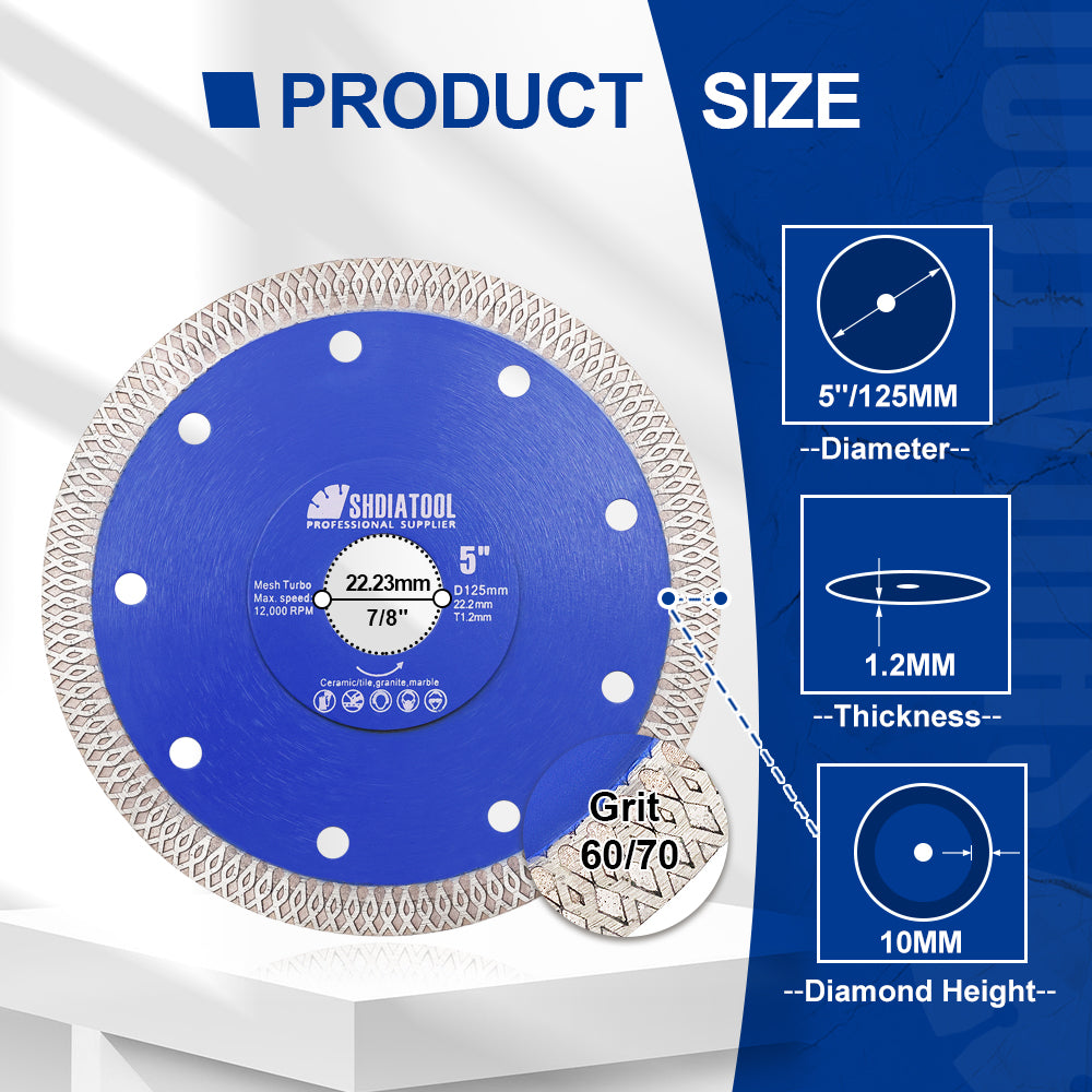 4"-14" X Mesh Turbo Diamond Blade Cutting for Tile Ceramic Porcelain Marble - SHDIATOOL