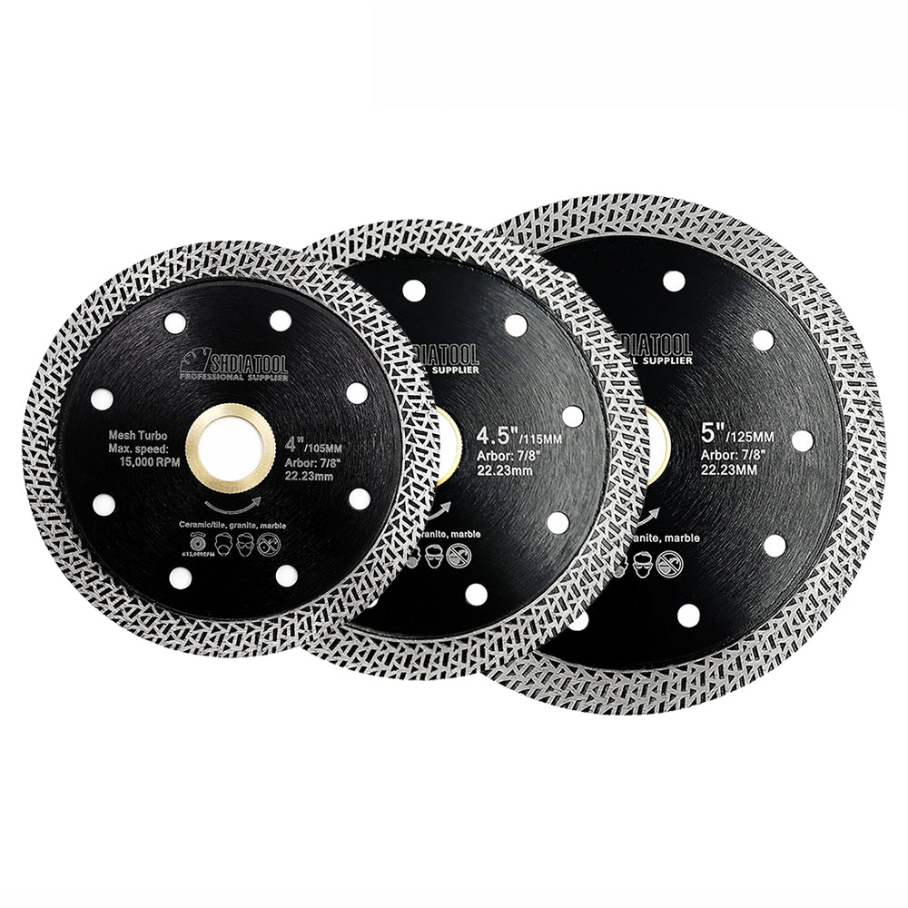 SHDIATOOL Mesh Turbo Saw Blade 1pc 4"/4.5"/5" Cutting for Granite Ceramic US Warehouse