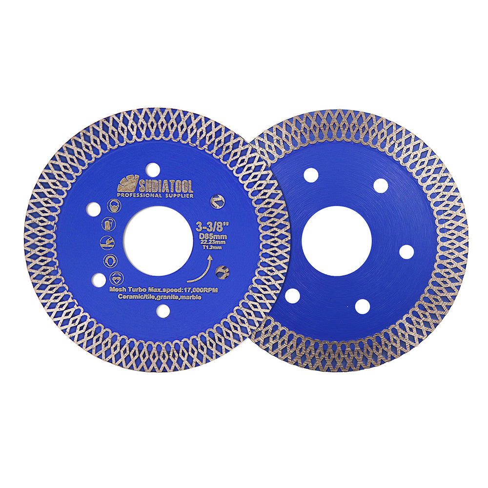 2pcs 85MM X Mesh Turbo Diamond Saw Blade for Marble Ceramic Porcelain Tile SHDIATOOL