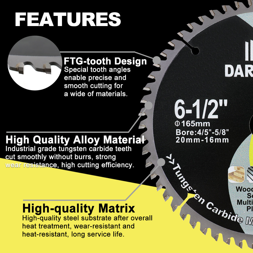DARTOTEK 1/2/3Pcs Dia 85/165/216mm TCT Hard alloy Cutting Disc Circular Saw Blade For Cutting Wood Aluminium Copper Metal Disc Cutter