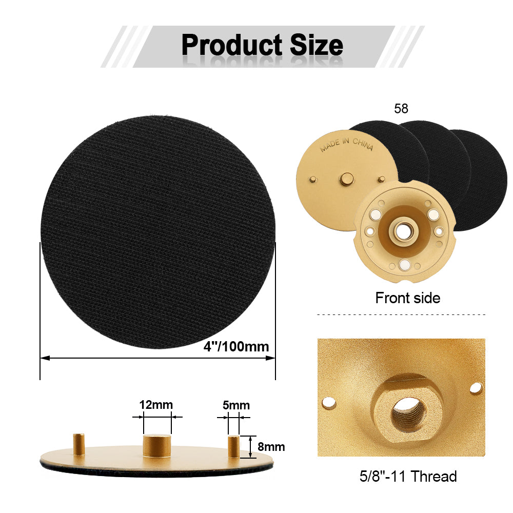 4 inch Aluminum Base Back Pad for Diamond Polishing Pads 5/8-11