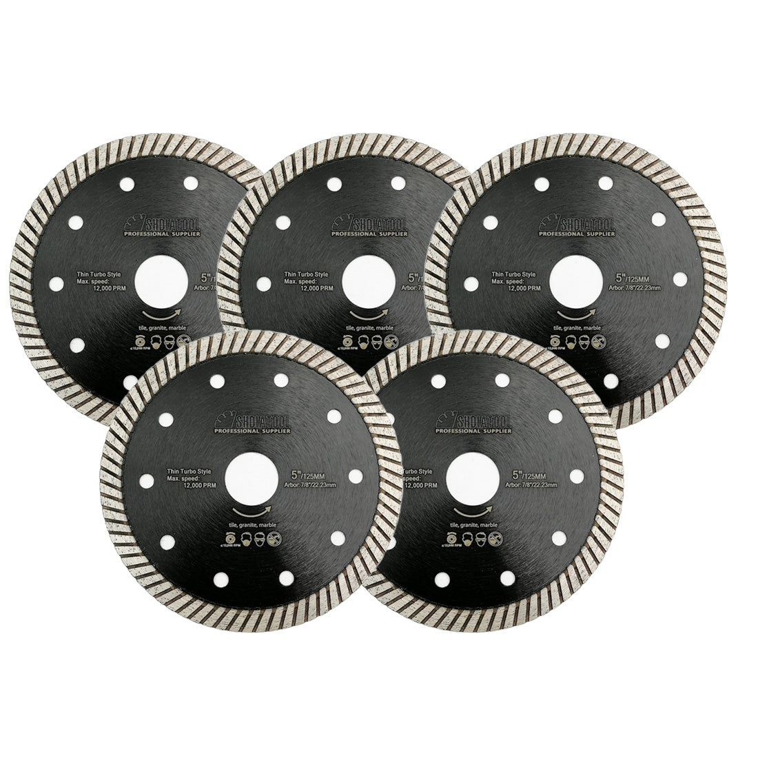 5pcs 4.5" 5" Turbo Diamond Blades Cutting Ceramic Tile Granite BE warehouse - SHDIATOOL