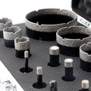 SHDIATOOL Diamond Core Drill Bits Set with 5/8-11 Thread for Tile Procelain Ceramic Granite Marble 13pcs/Box Dia 6/8/10/13/16/25/32/35/45/51/65/102mm+SDS Adapter - SHDIATOOL