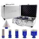 SHDIATOOL 1set/6pcs with Box Diamond Drill Core Bits Dia 20mm/25mm/35mm/ 50mm +20mm Diamond Finger Bit+Chamfer Bit for Ceramic Tile Granite Marble 5/8"-11 Thread - SHDIATOOL