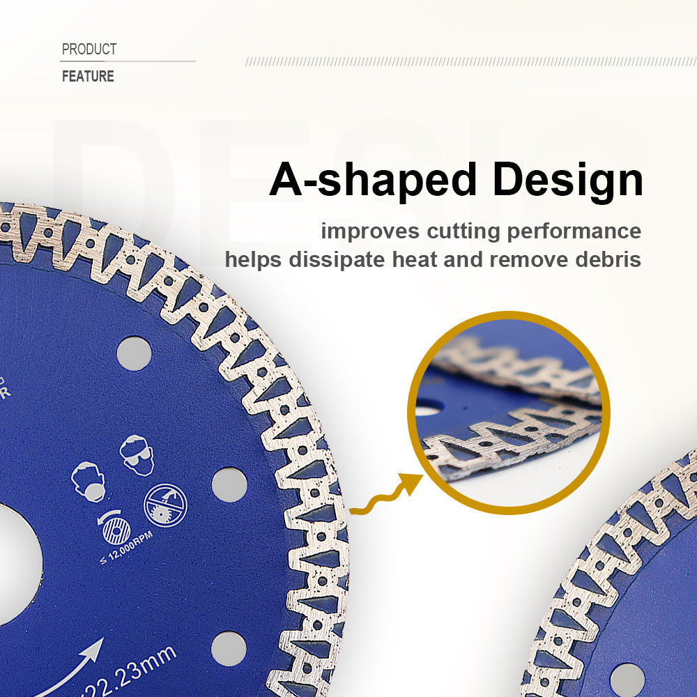 A-Shape Mesh Turbo Diamond Blade 4.5" 5" Cutting Tile Marble Masonry - SHDIATOOL